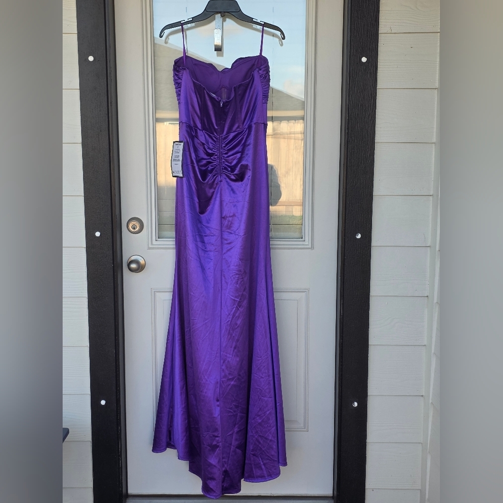 Emerald Sundae Purple Strapless Evening Corset Gown XL Slit Party Cocktail Prom - Picture 16 of 16
